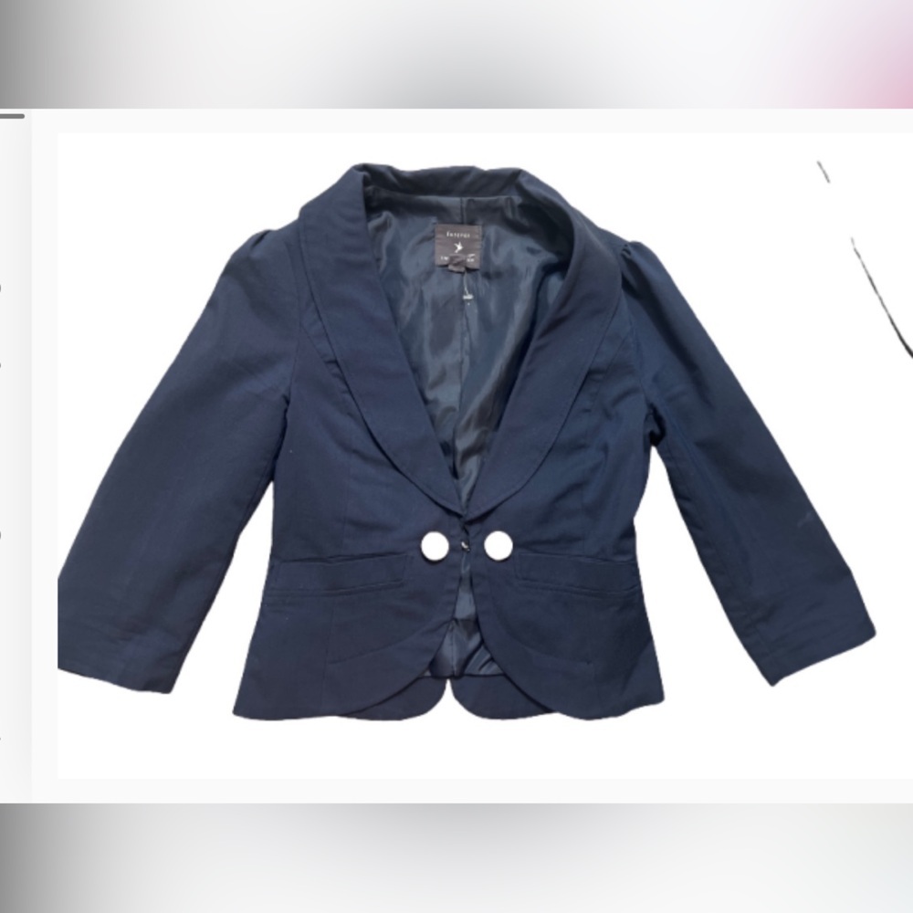 Forever 21 Y2K Navy Blue Blazer 3/4 Sleeves - Picture 4 of 14